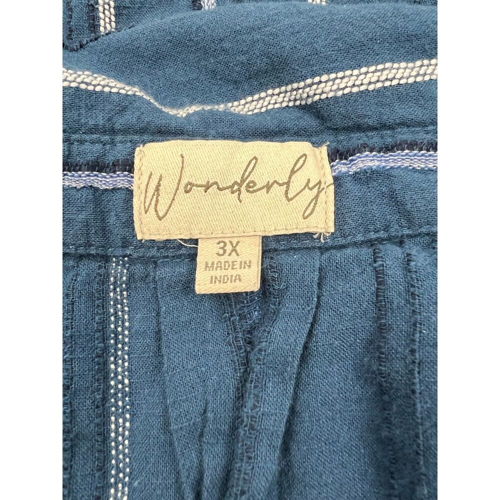 Wonderly Blue/White/Black Striped Short Sleeve Camp Shirt 3X EUC - Picture 6 of 7